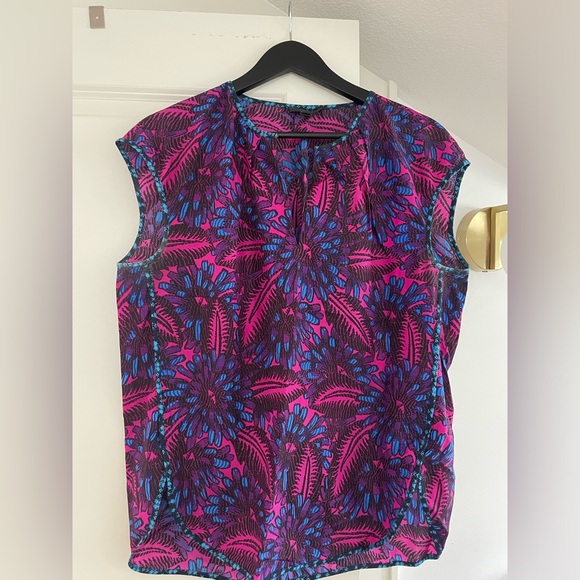 J crew 100% silk bright print top - Picture 1 of 6